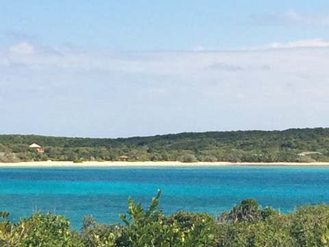 Blue water and island shoreline seen during our visit